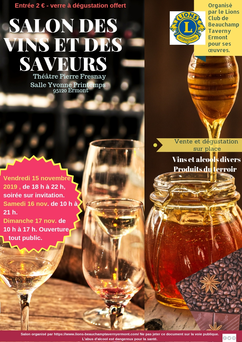 SALON DES VINS ET DES SAVEURS  ERMONT  VAL D'OISE  LIONS CLUB BTE