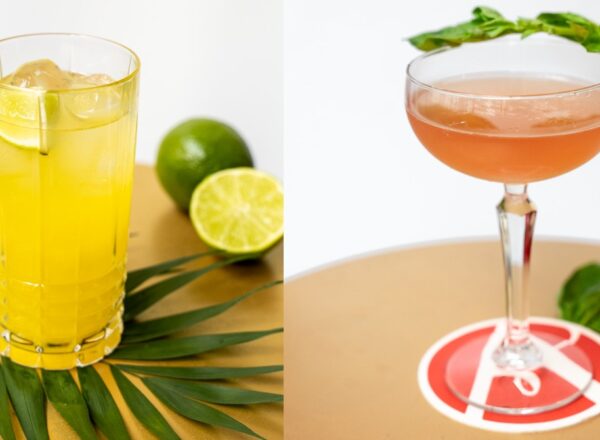 Le cocktail Manila à gauche et le Just Peachy à droite