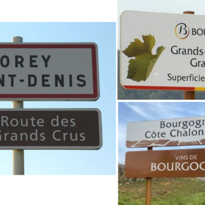 Différents panneaux d'appellations de Bourgogne