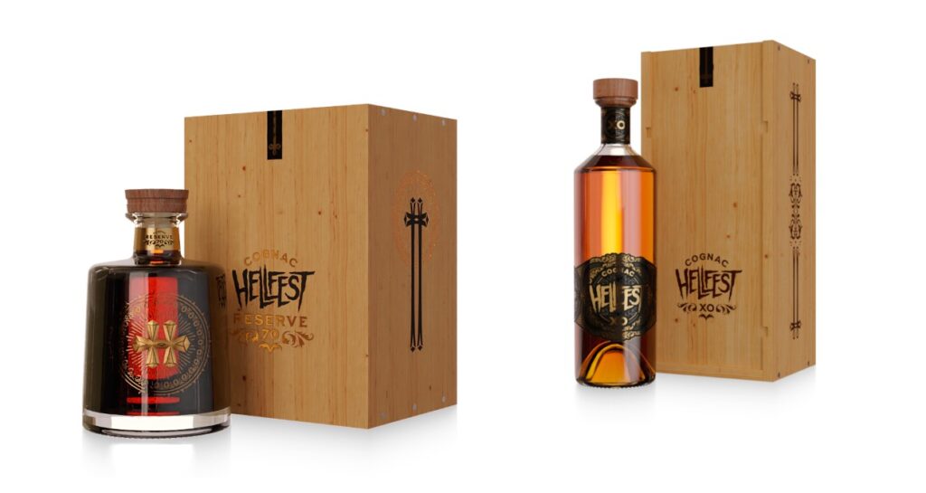 Flacons single Estate XO et Réserve 70 du Cognac Hellfest