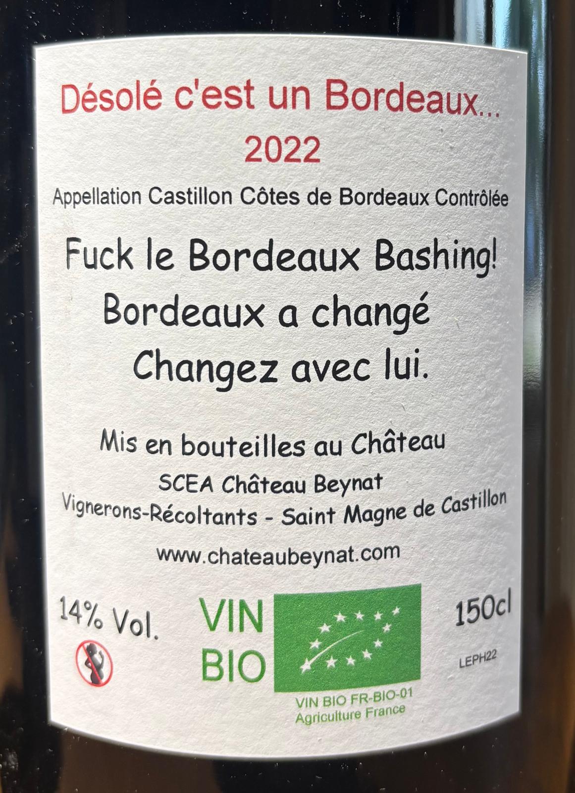 Désolé c'est un Bordeaux d'Alain Tourenne